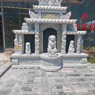 蚌埠芝麻白中国黑石材套墓 花岗岩墓碑